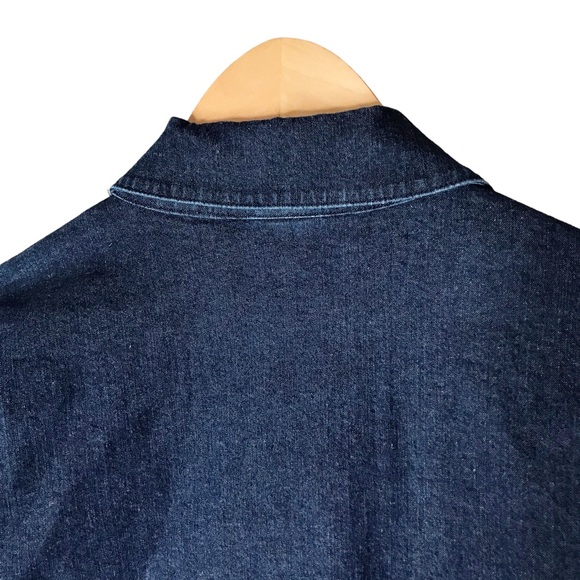 Medium Eileen Fisher Blue Cotton Chambray Shirt Jean Jacket Coastal Stretch - Picture 10 of 12